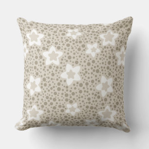 Beige polka dot retro with stars and flowers cushion