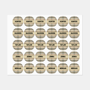 Beige Preppy Plaid Fashion Monogram Personalized