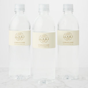 Beige Professional Branded Company Business Logo Water Bottle Label