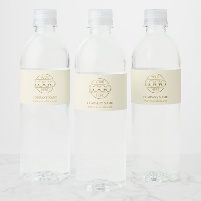 Beige Professional Branded Company Business Logo Water Bottle Label (Bottles)