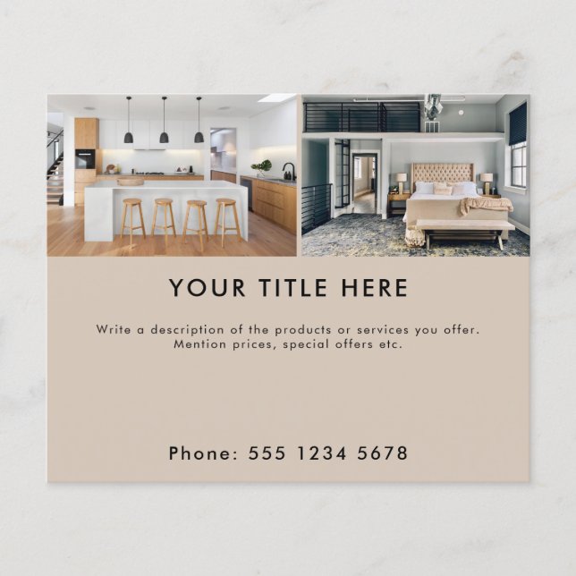 Beige Promotional Business 2 Photo Banner & Text Flyer (Front)