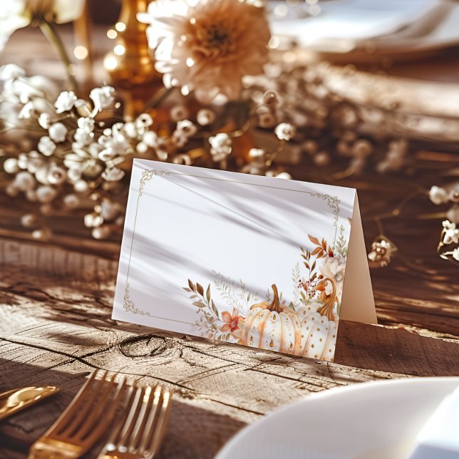 Beige Pumpkin Gender Neutral Baby Shower Place Card (Creator Uploaded)