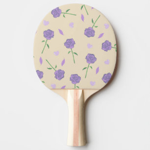 Beige Purple Rose Floral Boho Botanical Pattern Ping Pong Paddle