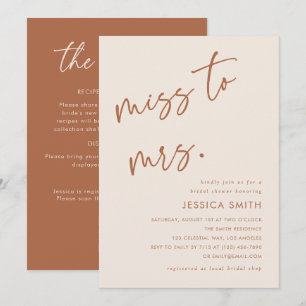 Beige QR Code Miss to Mrs. Bridal Shower Invitation