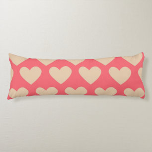 Beige Red Cute Simple Heart Pattern  Body Cushion