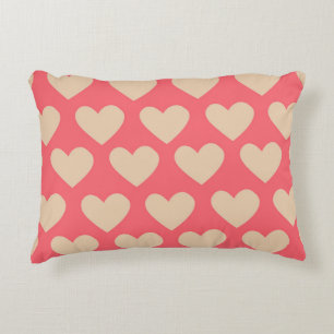 Beige Red Cute Simple Heart Pattern Decorative Cushion
