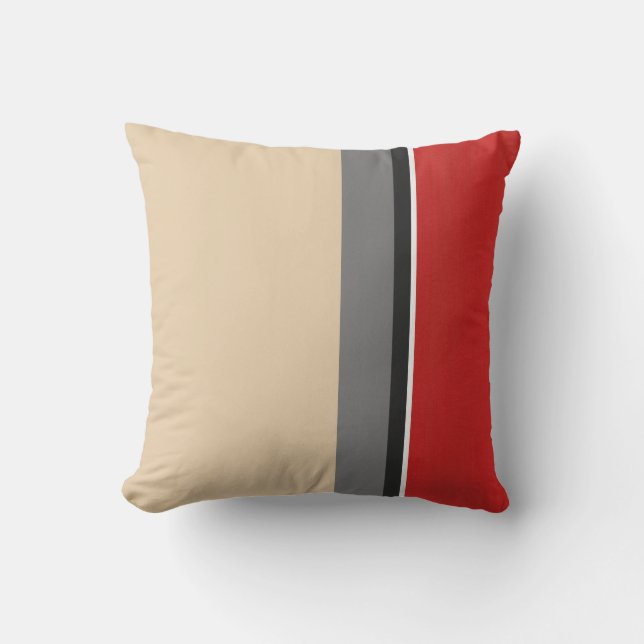 Beige Red Grey Black White Cushion (Front)