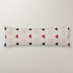 Beige & red Heart Seamless Pattern Cute Minimal Body Cushion