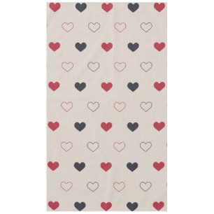 Beige & red Heart Seamless Pattern Cute Minimal Tablecloth