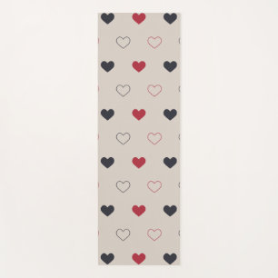 Beige & red Heart Seamless Pattern Cute Minimal Yoga Mat