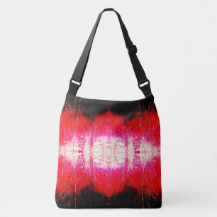 Beige Red-Orange Black Symmetrical Art Abstract Crossbody Bag