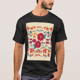 Beige Red Scandi Flower Ethnic Cute Autumn Fall Mi T-Shirt