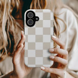 Beige Retro Check iPhone 16 Case<br><div class="desc">Trendy boho chequerboard print phone case in light beige and white colours. Use the design tools to add your own monogram,  name or other text,  or change the background colour to create a unique one of a kind device cover.</div>