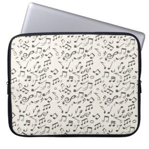 Beige Retro Music Notes Background Laptop Sleeve