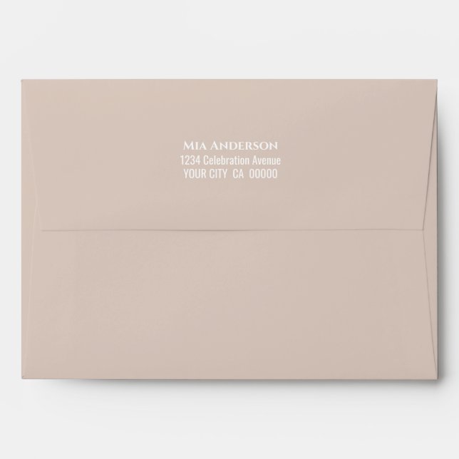 Beige Return Addressed Invitation Envelope (Back (Top Flap))