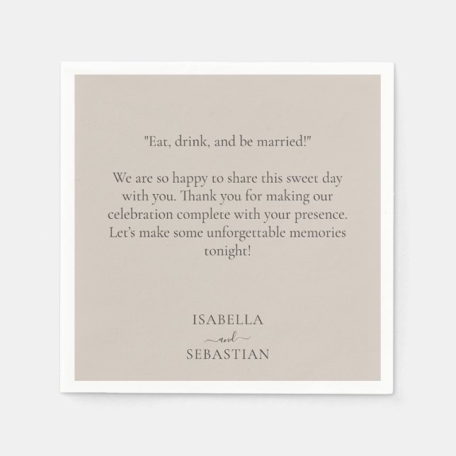 Beige Romantic Wedding Napkin (Front)