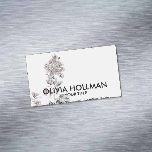 Beige rose 	Magnetic business card (In Situ)