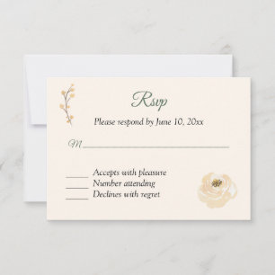 Beige Rose RSVP Response Card