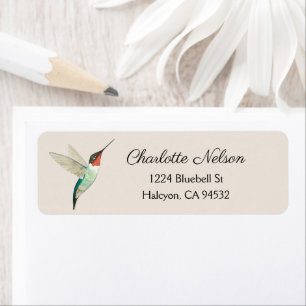 Beige Ruby-throated Hummingbird Return Address Label