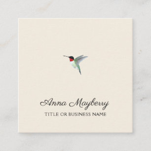 Beige Ruby-throated Hummingbird Square Business Ca Square Business Card