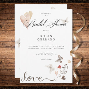 Beige Rustic Boho Love Bridal Shower Invitation