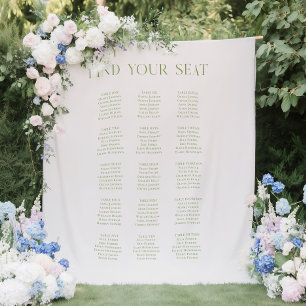 Beige & Sage Green Wedding Seating Chart Backdrop Tapestry