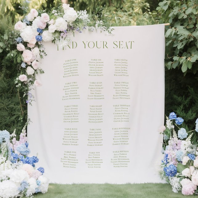 Beige & Sage Green Wedding Seating Chart Backdrop  Tapestry (Beige & Sage Green Wedding Seating Chart Backdrop)