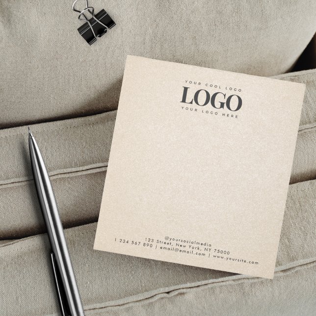 Beige Sand Add Your Rectangle Business Logo Text Notepad (Creator Uploaded)
