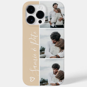 Beige sand couple names 3 photos collage grid Case-Mate iPhone 14 pro max case