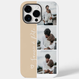 Beige sand couple names 3 photos collage grid iPhone 14 pro max case