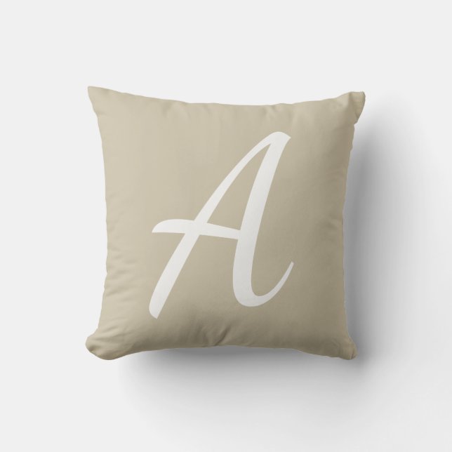 Beige Sand Monogram  Cushion (Front)