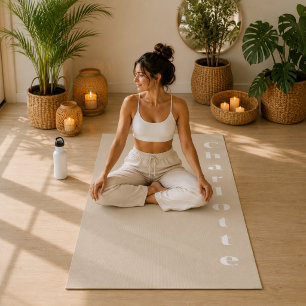 Beige sand wellness minimalist personalised yoga mat