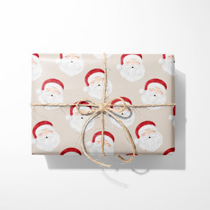 Beige Santa Claus Face Christmas Wrapping Paper