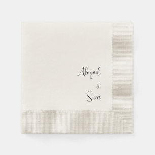 Beige Script Personalised Wedding Cocktail Napkin