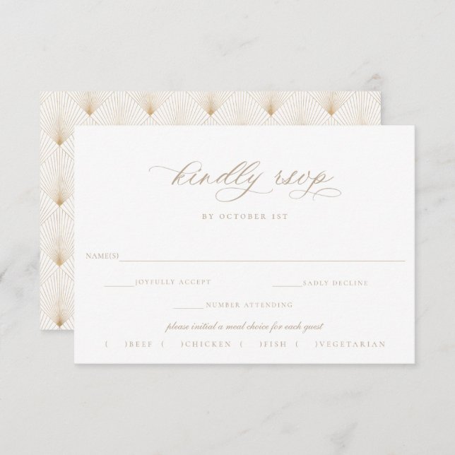 Beige Script Wedding RSVP Meal Choice (Front/Back)