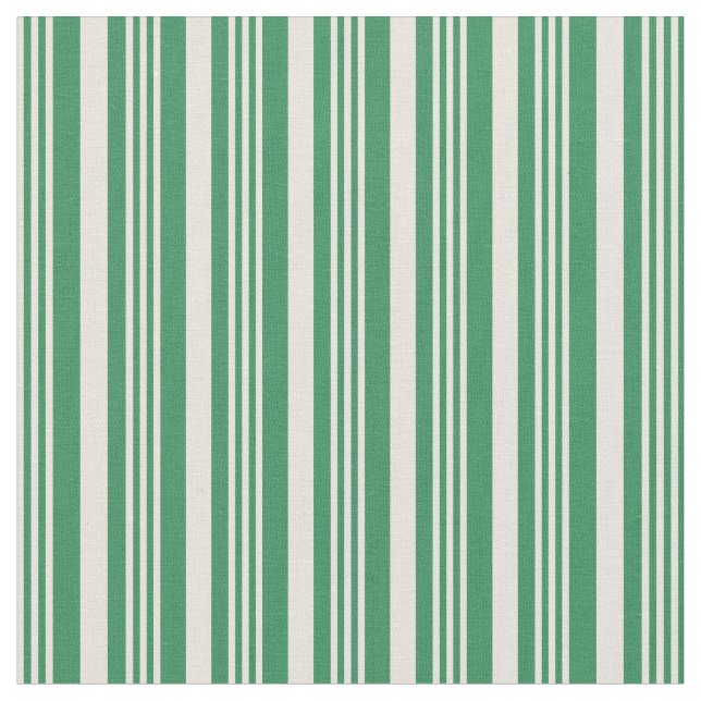 Beige & Sea Green Stripes/Lines Pattern Fabric (Close Up)