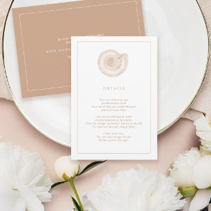 Beige Sea Shell Beach Wedding Information Card