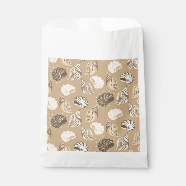 beige sea shells beach ocean favour bag (Front)
