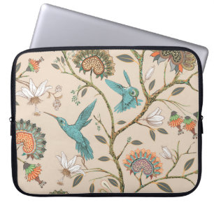 Beige seamless pattern with stylised flowers and b laptop sleeve