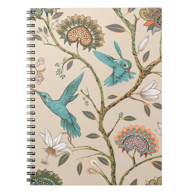 Beige seamless pattern with stylised flowers and b notebook (Front)