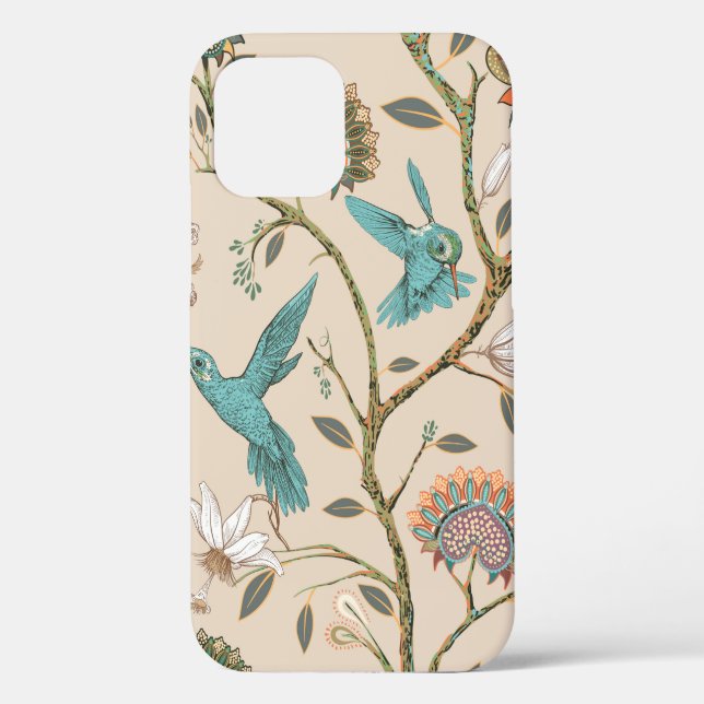 Beige seamless pattern with stylized flowers and b Case-Mate iPhone case (Back)