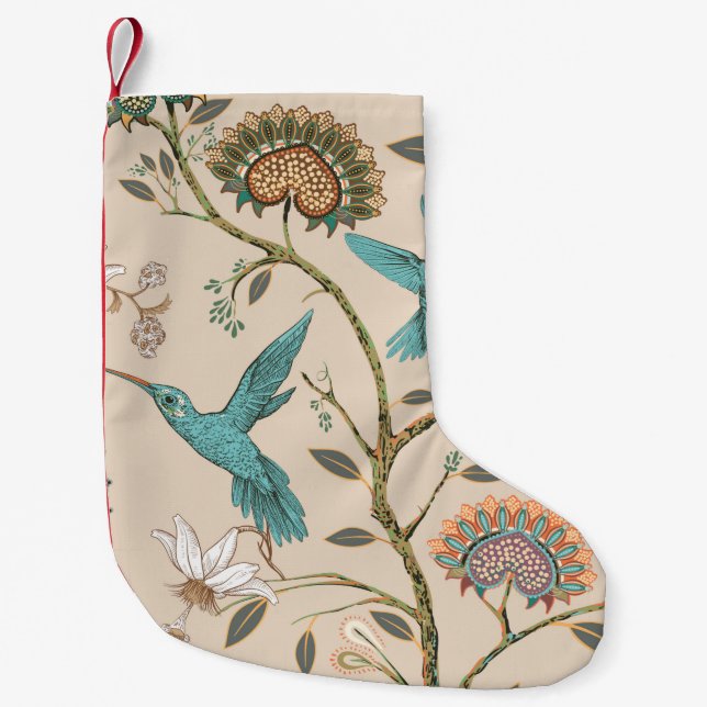 Beige seamless pattern with stylized flowers and b small christmas stocking (Front)