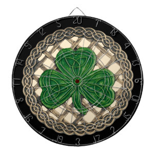 Beige Shamrock On Celtic Knots Dart Board