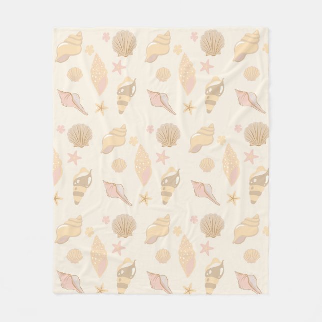 Beige Shells Pattern Fleece Blanket (Front)