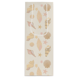 Beige Shells Pattern Wine Gift Bag