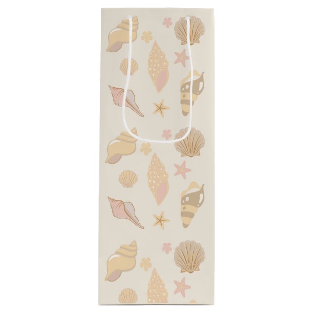  Beige Shells Pattern Wine Gift Bag (Front)