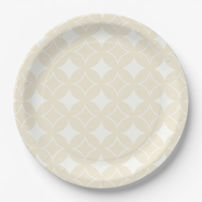 Beige shippo pattern paper plate (Front)