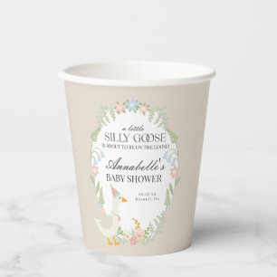 Beige Silly Goose Floral Gingham Baby Shower Favou Paper Cups