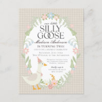 Beige Silly Goose Floral Gingham Birthday Party