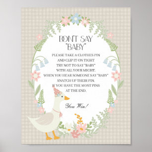 Beige Silly Goose Floral Gingham Dont Say Baby Poster